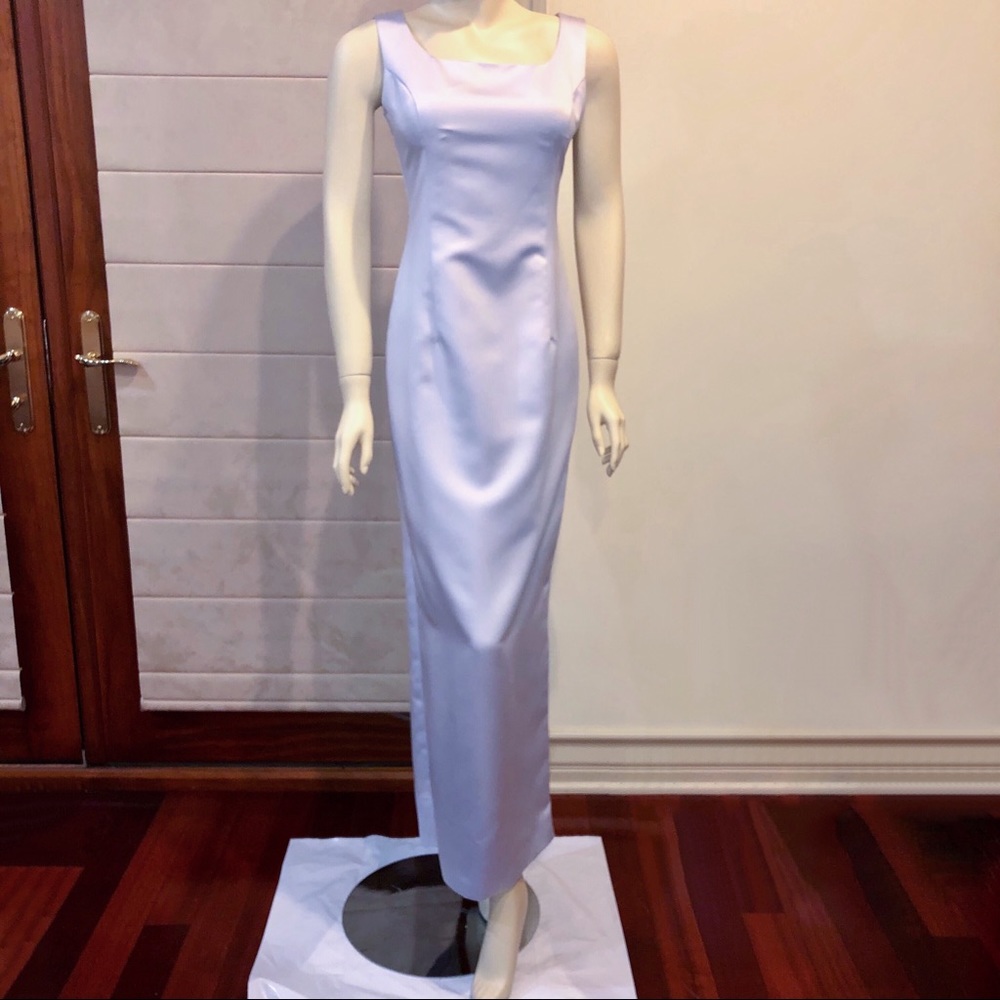 Silver silk sleeveless gown